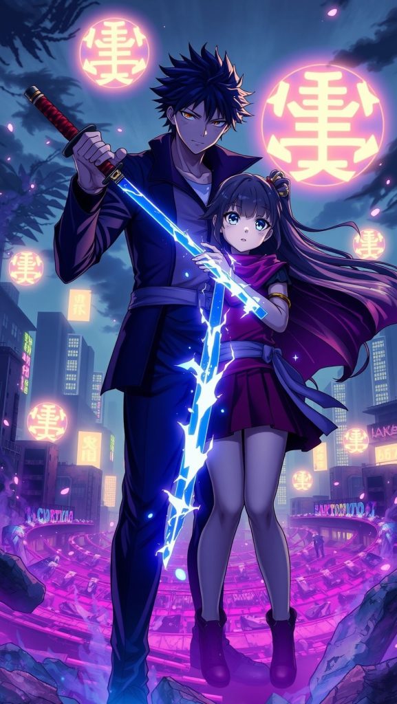 Jujutsu Kaisen 0 movie wallpaper featuring Yuta Okkotsu and Rika with glowing sword