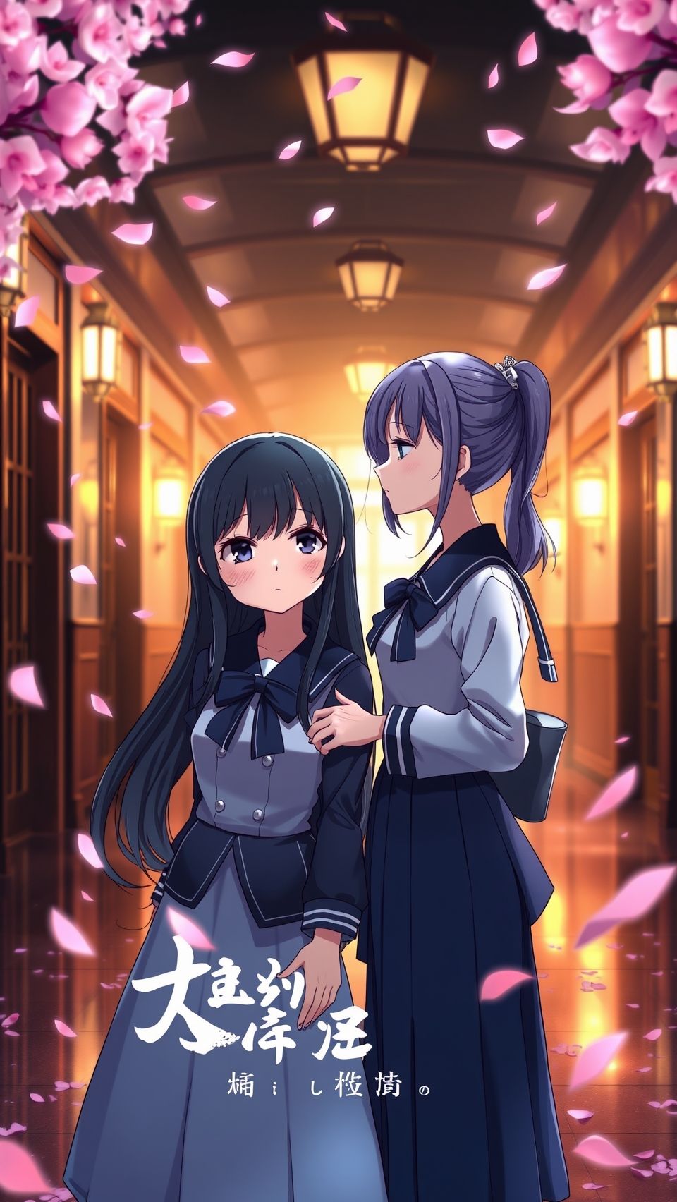 Kaguya-sama Love Is War anime wallpaper featuring romantic school scene with cherry blossoms