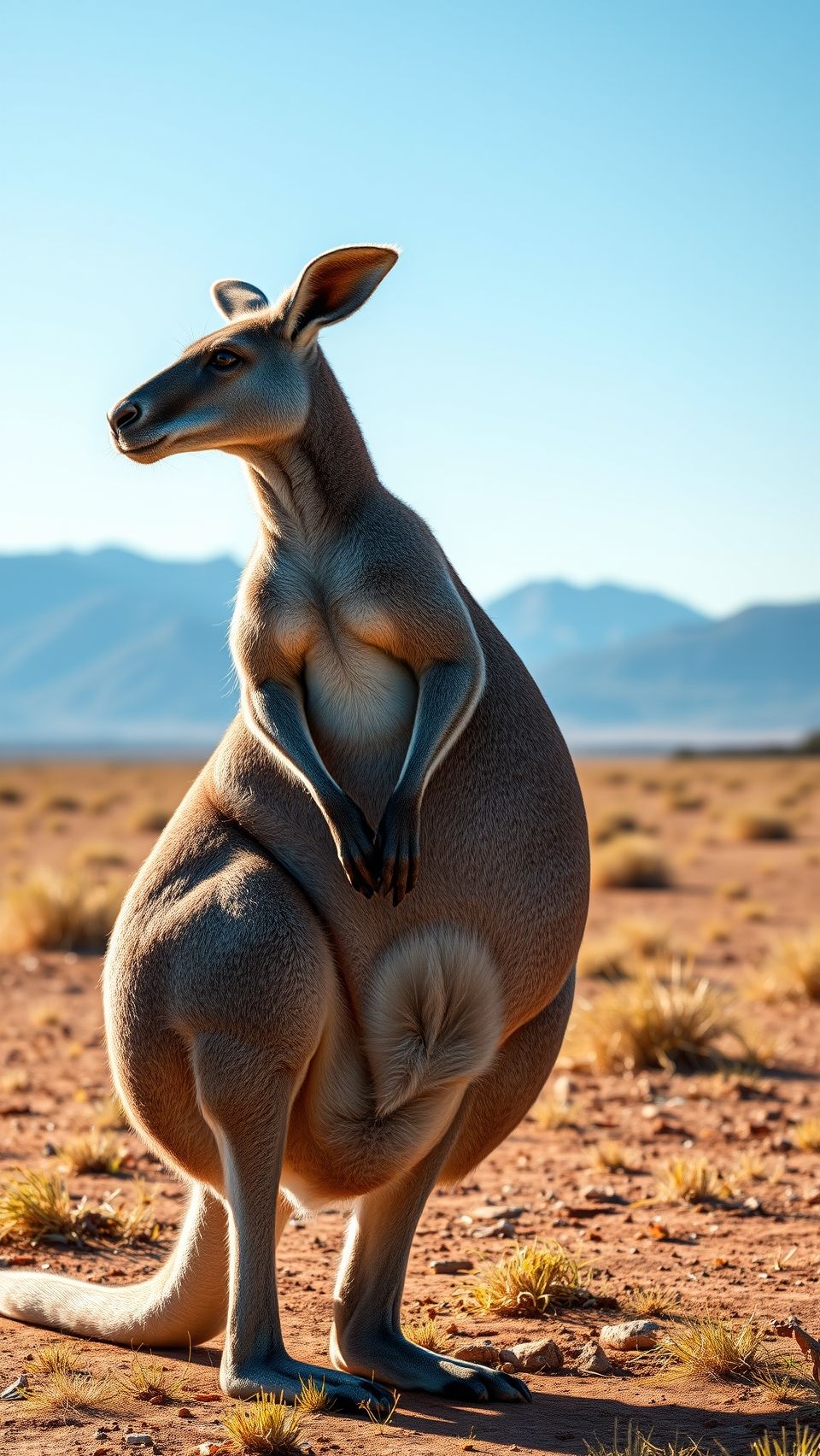 Realistic image of a kangaroo standing in the wild in Australia