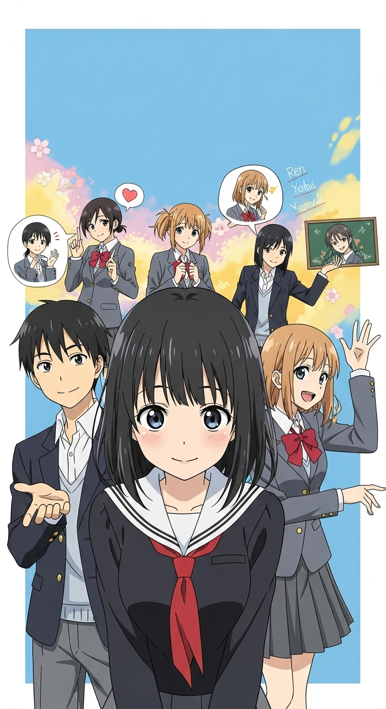 Komi Can't Communicate anime characters group photo with main characters