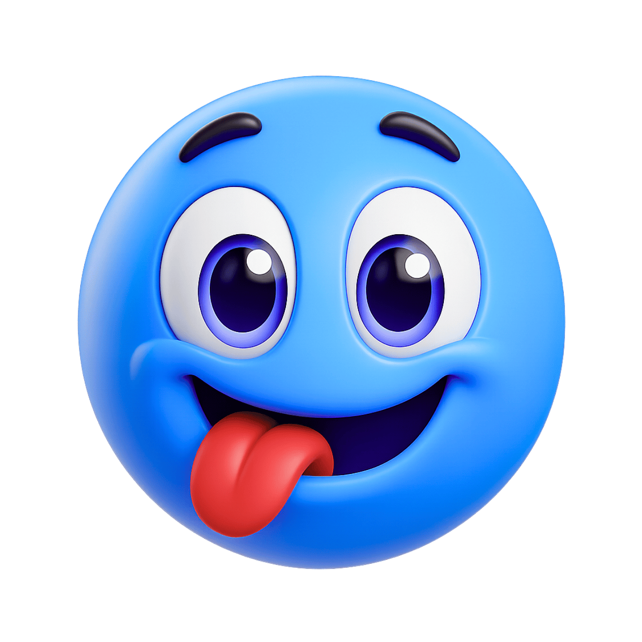 3D blue licks lips emoji with tongue out and funny playful cartoon expression