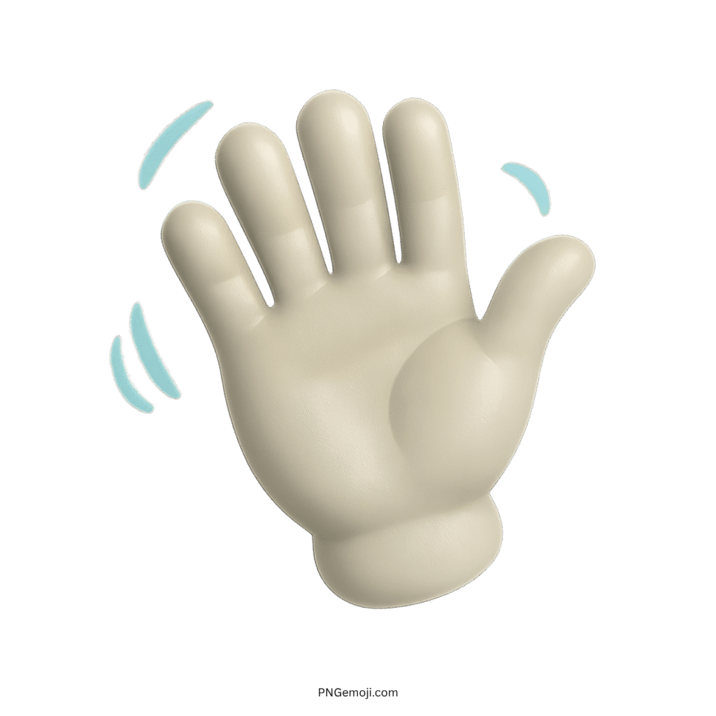  Light beige waving hand emoji in 3D style with motion lines