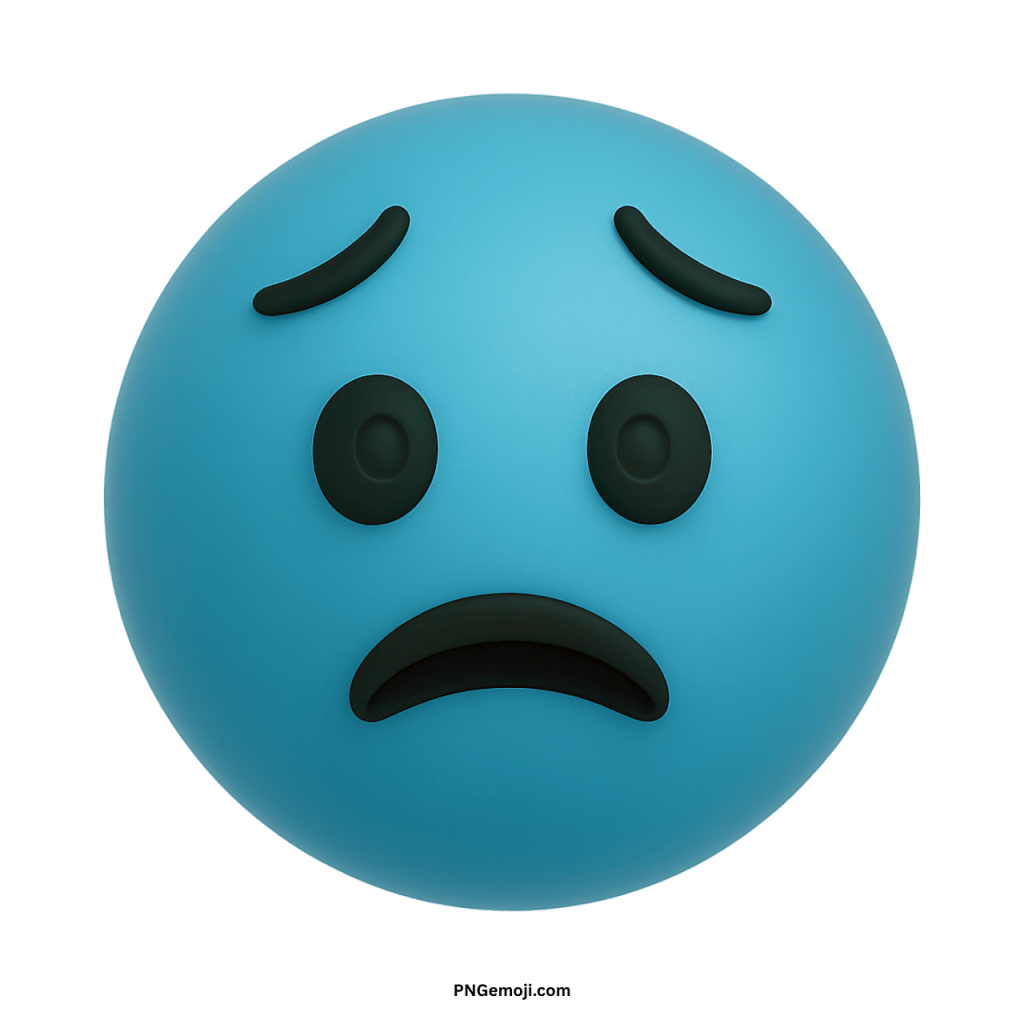 Light blue worried face emoji with anxious sad expression showing stress fear and nervousness