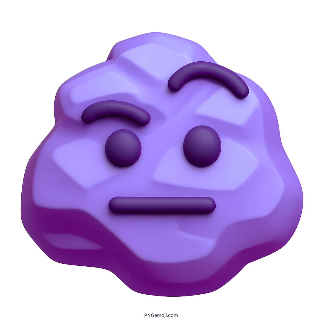 3D light purple rock emoji with polygon shape and neutral face expression
