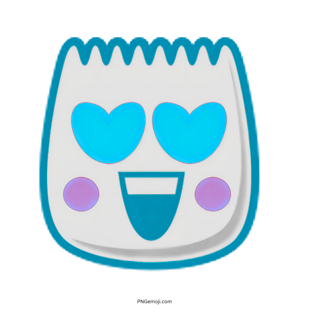 Loveface TikTok emoji with blue outline, heart-shaped eyes, and wide happy smiling face PNG