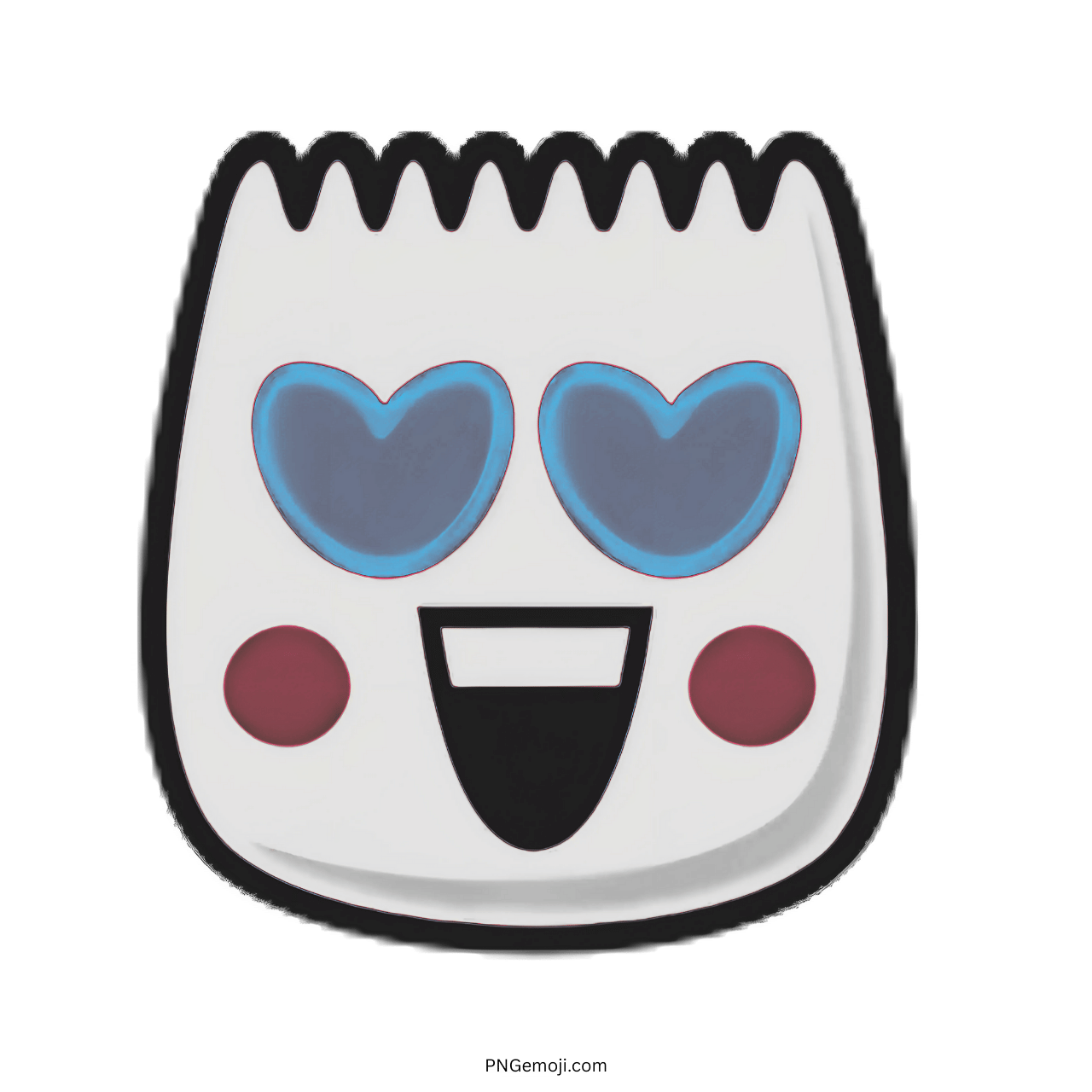 Loveface TikTok emoji with blue heart eyes and happy cute smiling face PNG