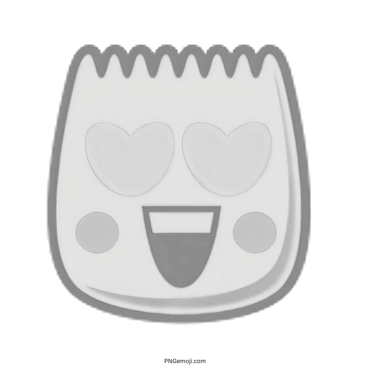 Loveface TikTok emoji with silver gray outline, heart eyes, and smiling happy face PNG