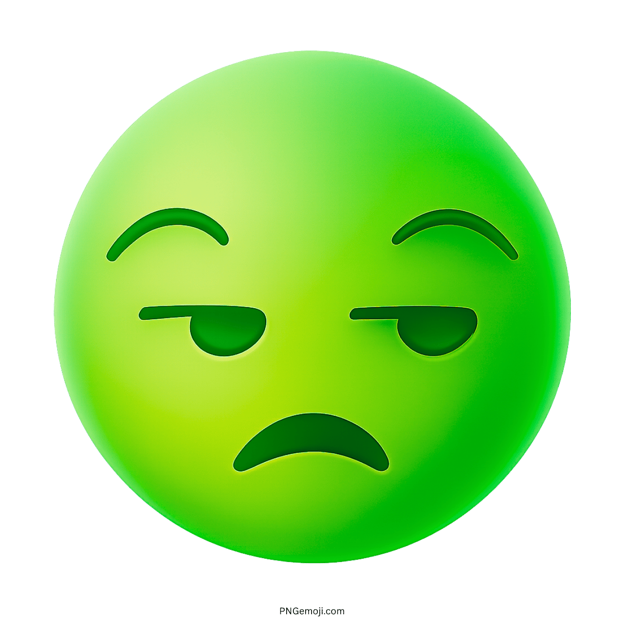 Green "Meh" emoji with a sarcastic and unimpressed expression