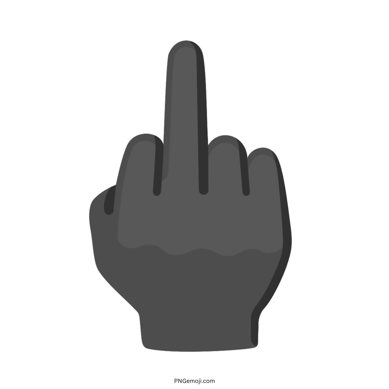 3D middle finger emoji in black color with transparent background, perfect for bold digital expressions.