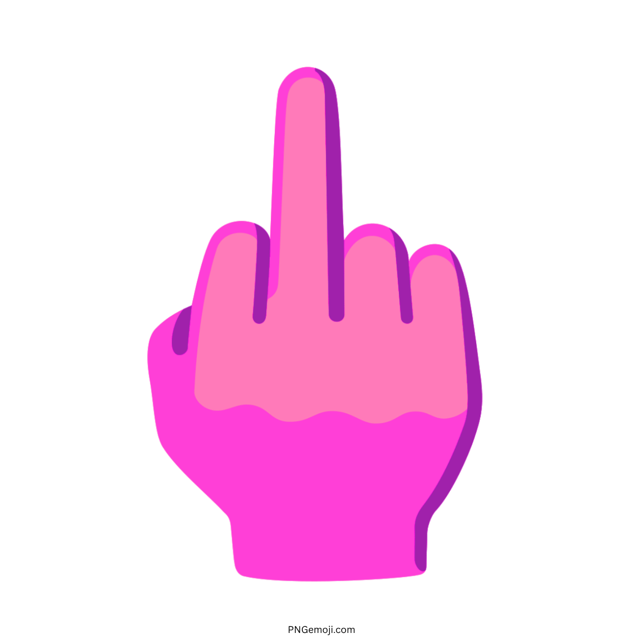3D middle finger emoji in pink with a transparent background