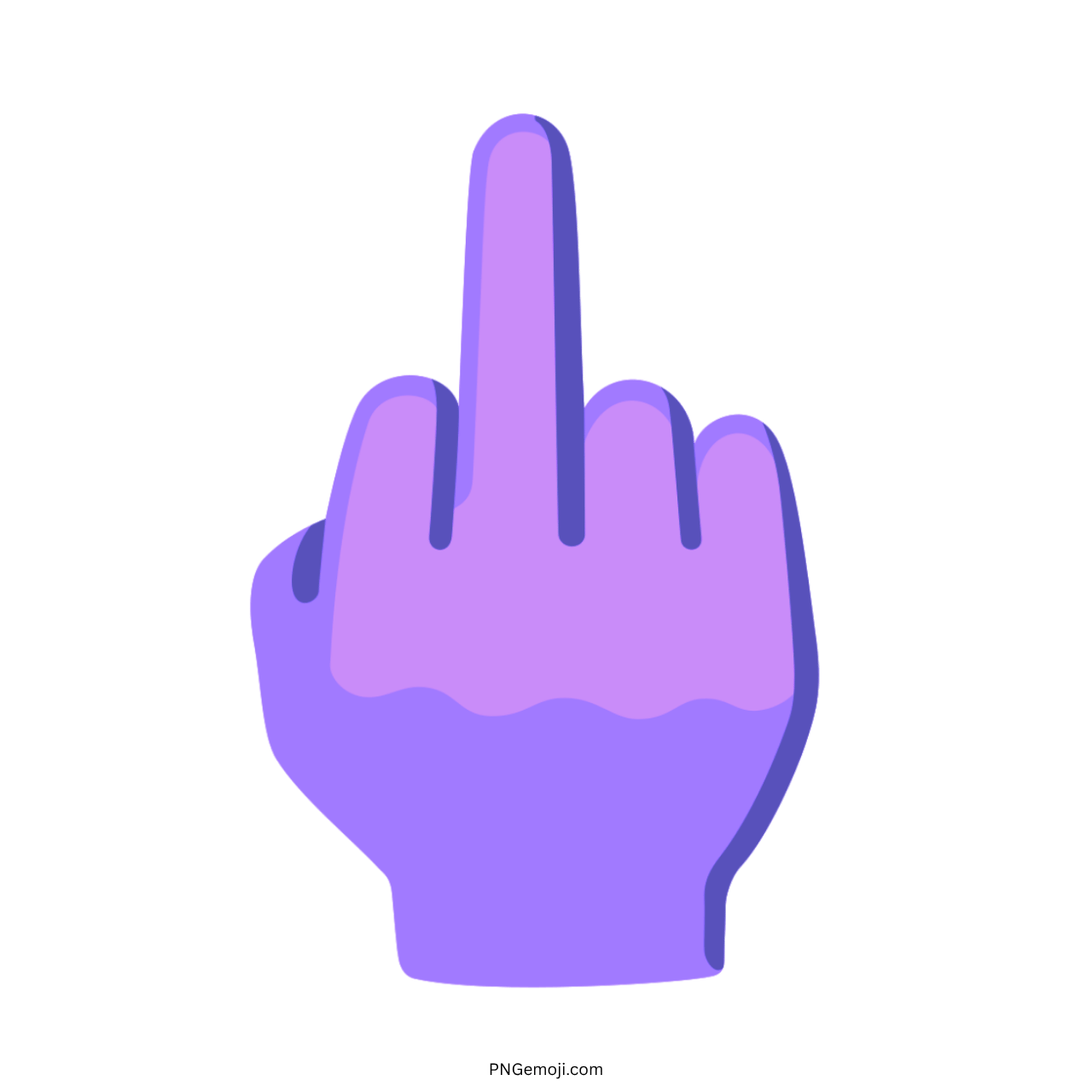 3D middle finger emoji in purple with a transparent background