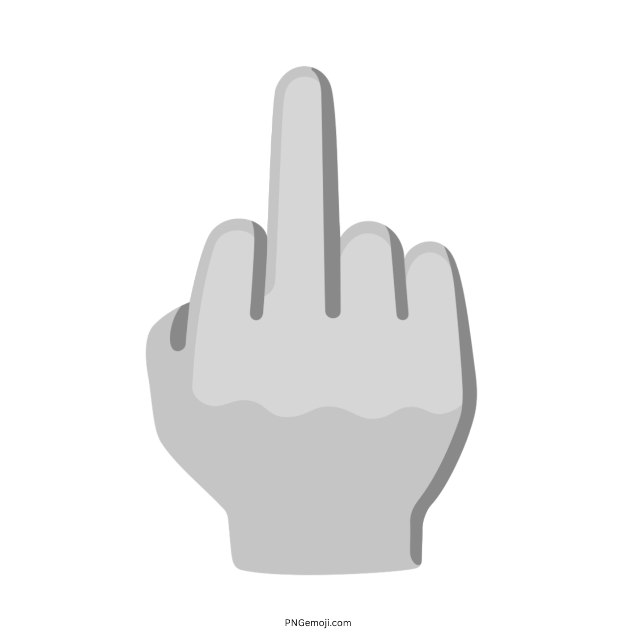 3D middle finger emoji in white with a transparent background