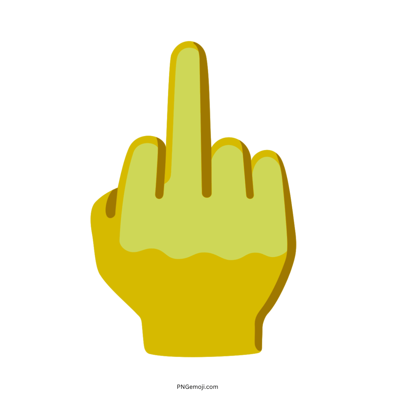Yellow hand with raised middle finger emoji, transparent background PNG