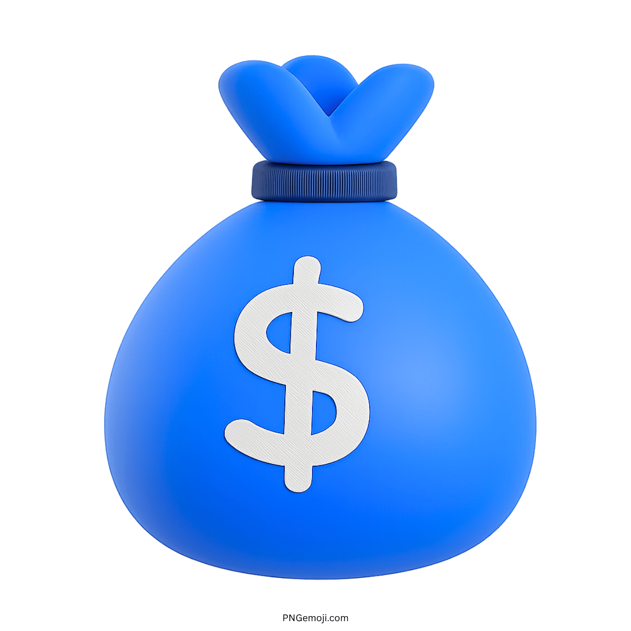 Blue money bag with a dollar sign emoji, symbolizing wealth and finance.