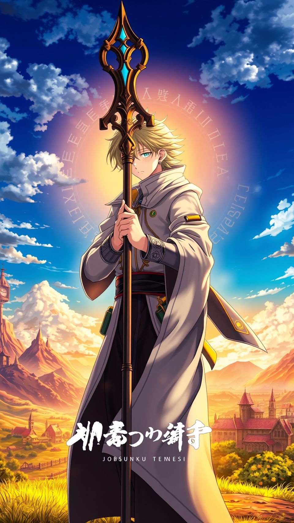 Mushoku Tensei Jobless Reincarnation Rudeus Greyrat holding magic staff anime wallpaper