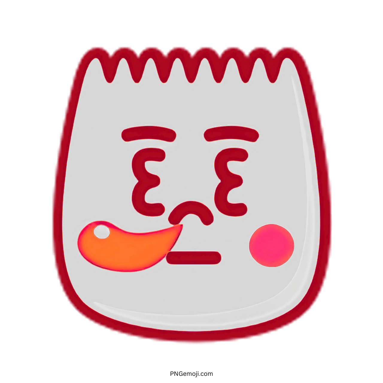 Nap TikTok emoji sleepy cartoon face with red drool, blush cheeks, and tired look