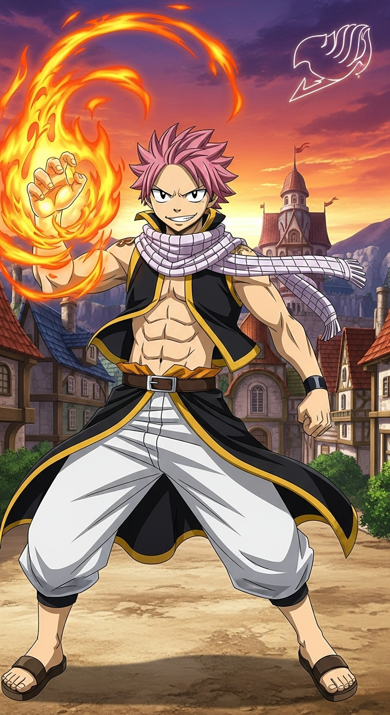 Natsu Dragneel Fairy Tail anime fire dragon slayer magic wallpaper in HD quality