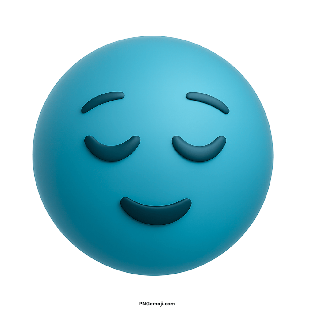 Blue pensive face emoji with closed eyes expressing calm, sadness, or peaceful relaxation.