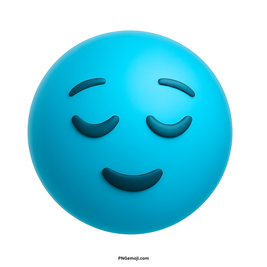 Light blue pensive face emoji with closed eyes and calm reflective expression symbolizing peace or sadness.