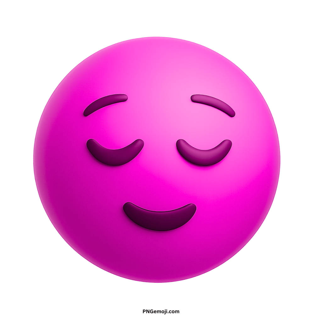 Pink pensive face emoji with closed eyes and calm reflective expression showing peace, thoughtfulness, or sadness.