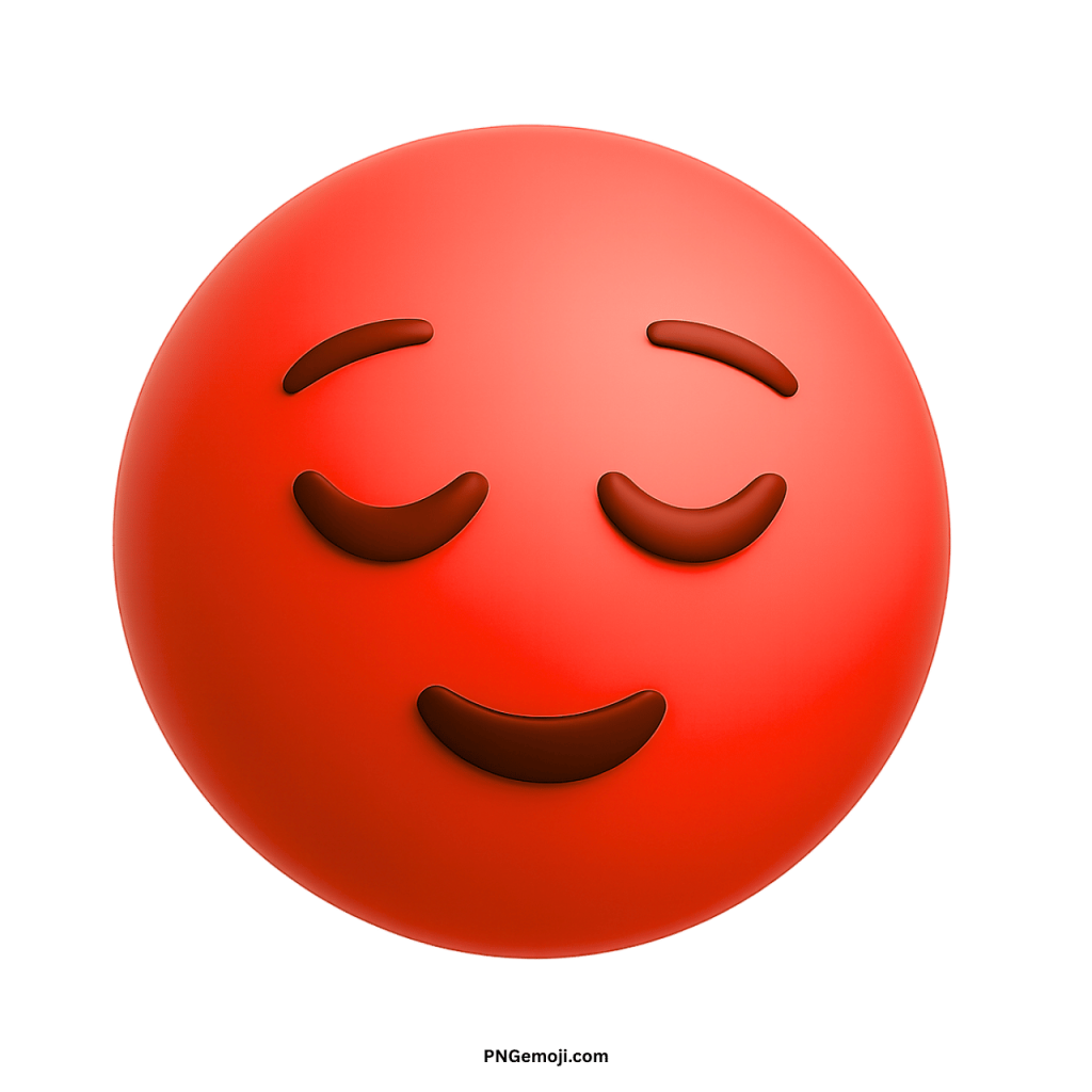 Red pensive face emoji with closed eyes and calm thoughtful expression representing peace, sadness, or reflection.