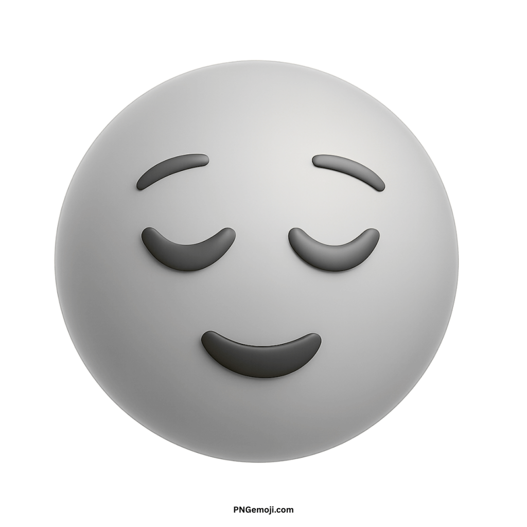 White pensive face emoji with closed eyes and calm thoughtful expression for sadness or peace.