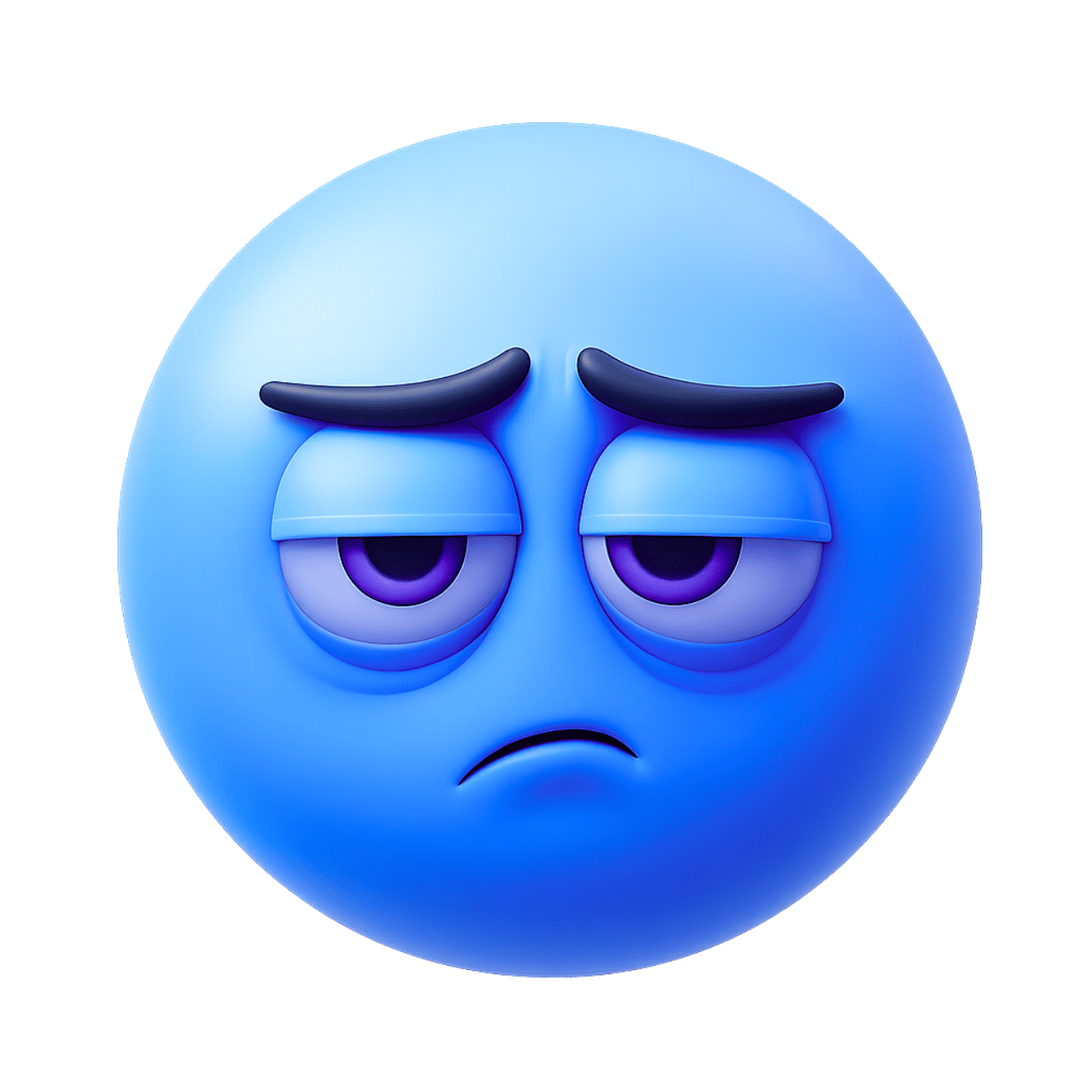 3D pessimistic blue face emoticon emoji showing sad hopeless emotional expression