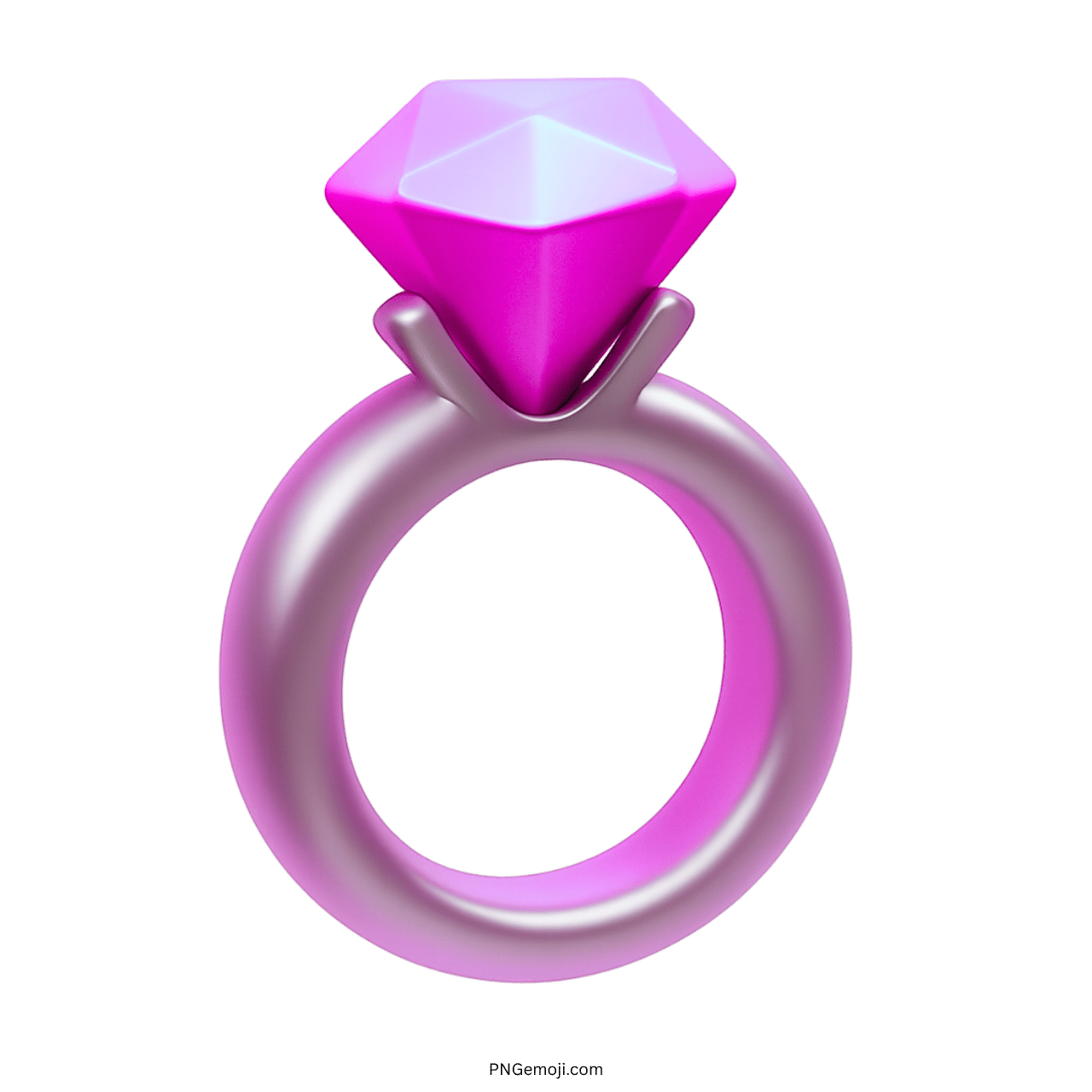 Pink 3D diamond ring emoji PNG with transparent background for romantic clipart designs