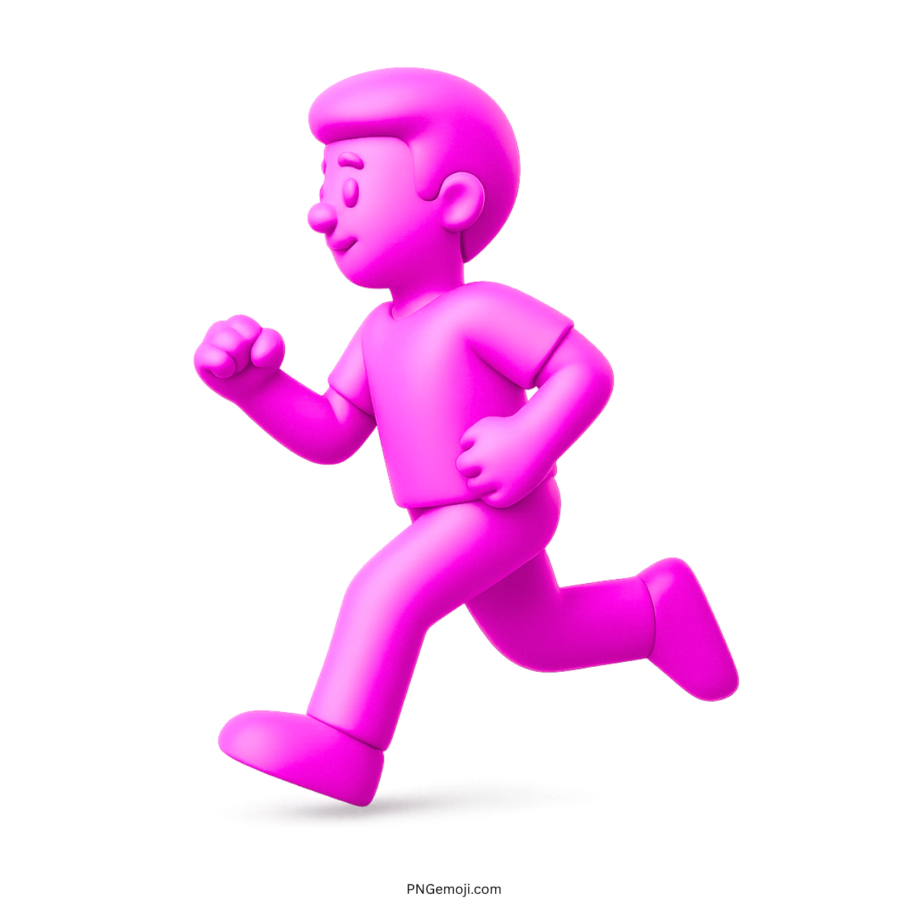 3D pink cartoon running man emoji on transparent background for creative content