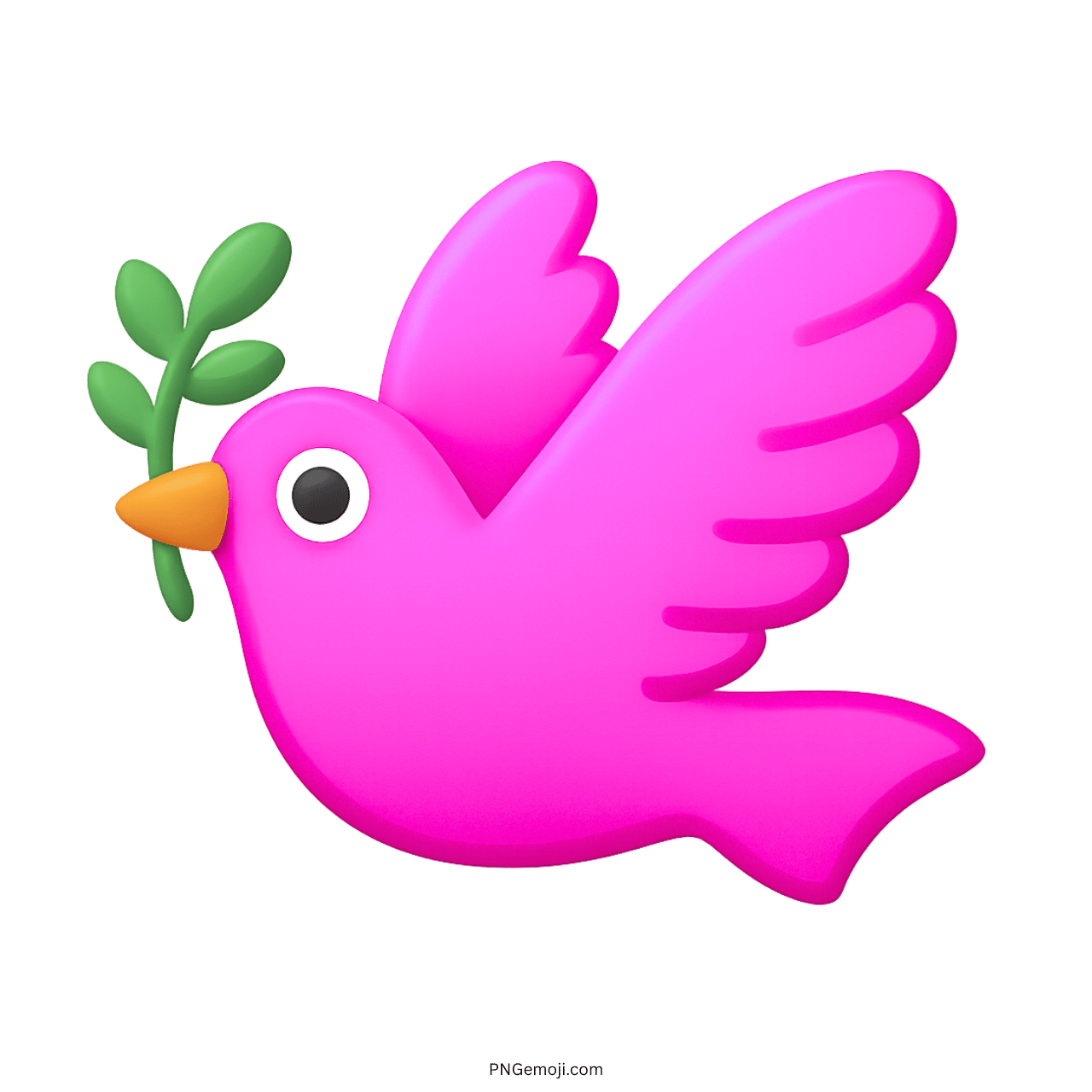 3D pink dove emoji with olive branch symbolizing peace, compassion, and heartfelt love.