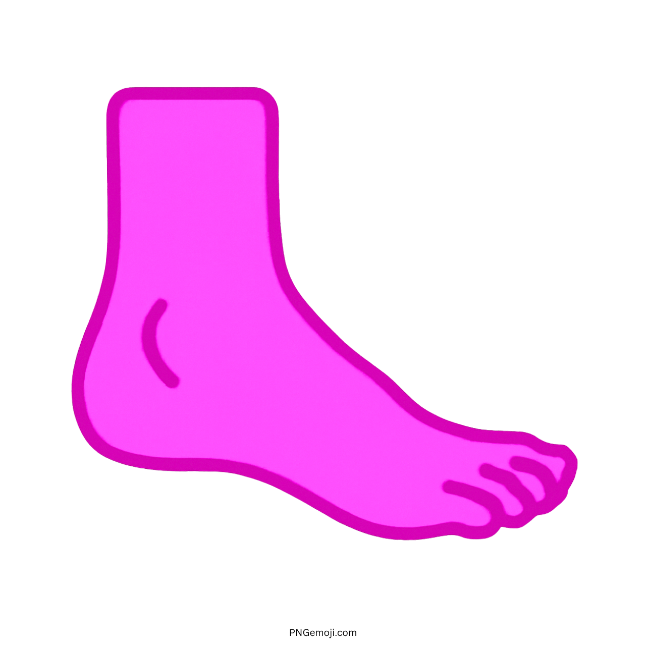 3D pink foot emoji with outline, transparent background