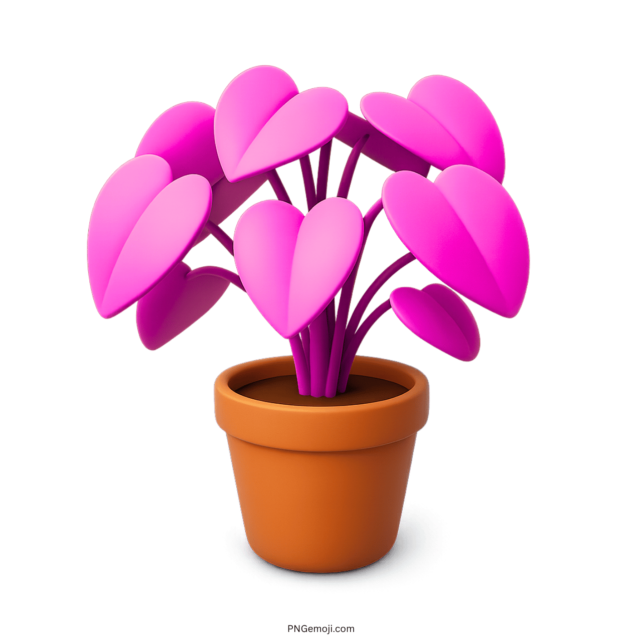  Cute potted plant with pink heart-shaped leaves in a brown pot