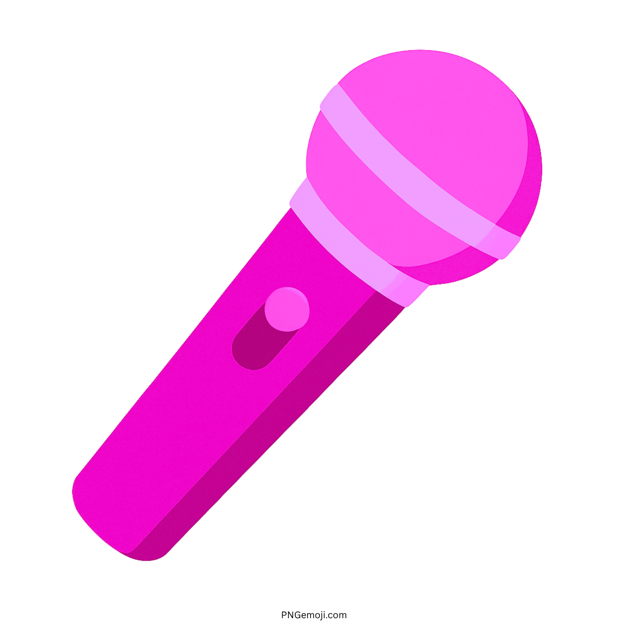 Colorful pink microphone emoji, cartoon style with a button and two bands.
