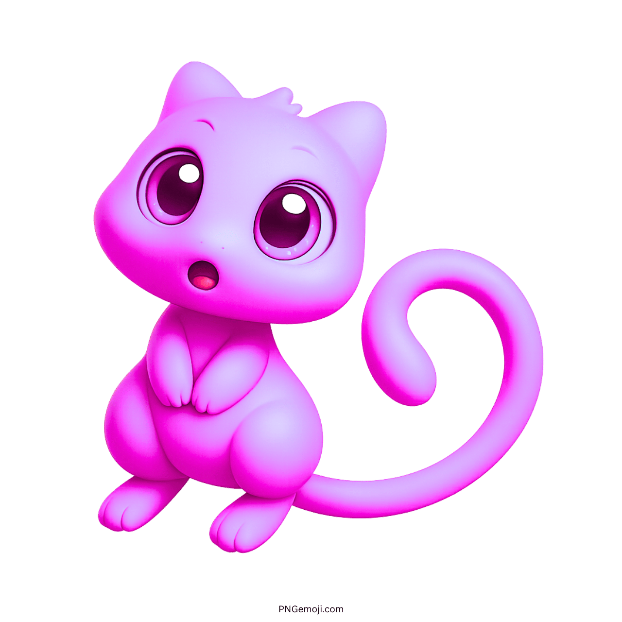 Bright pink-purple 3D Mew emoji with wide eyes and surprised cartoon expression