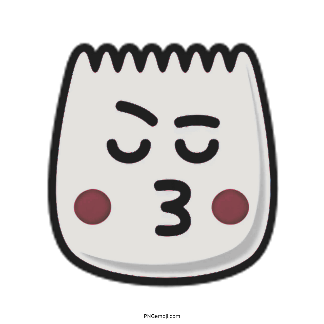 Pride TikTok emoji cute kiss face with blushing cheeks transparent PNG