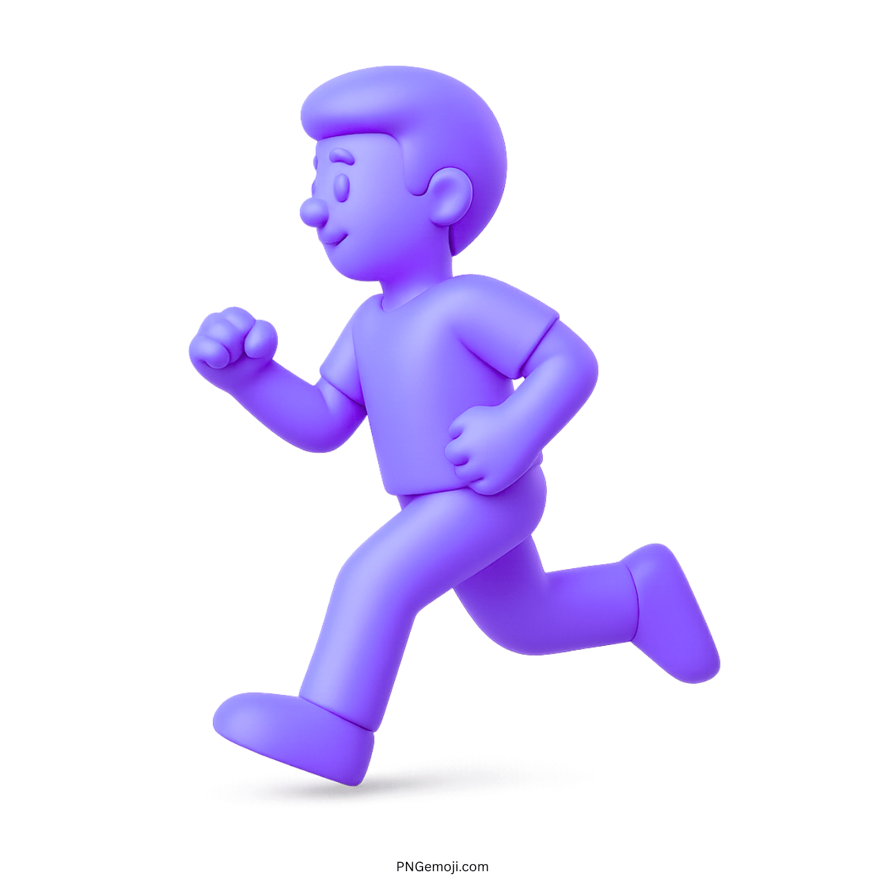 3D purple running man emoji cartoon on transparent background for fitness designs