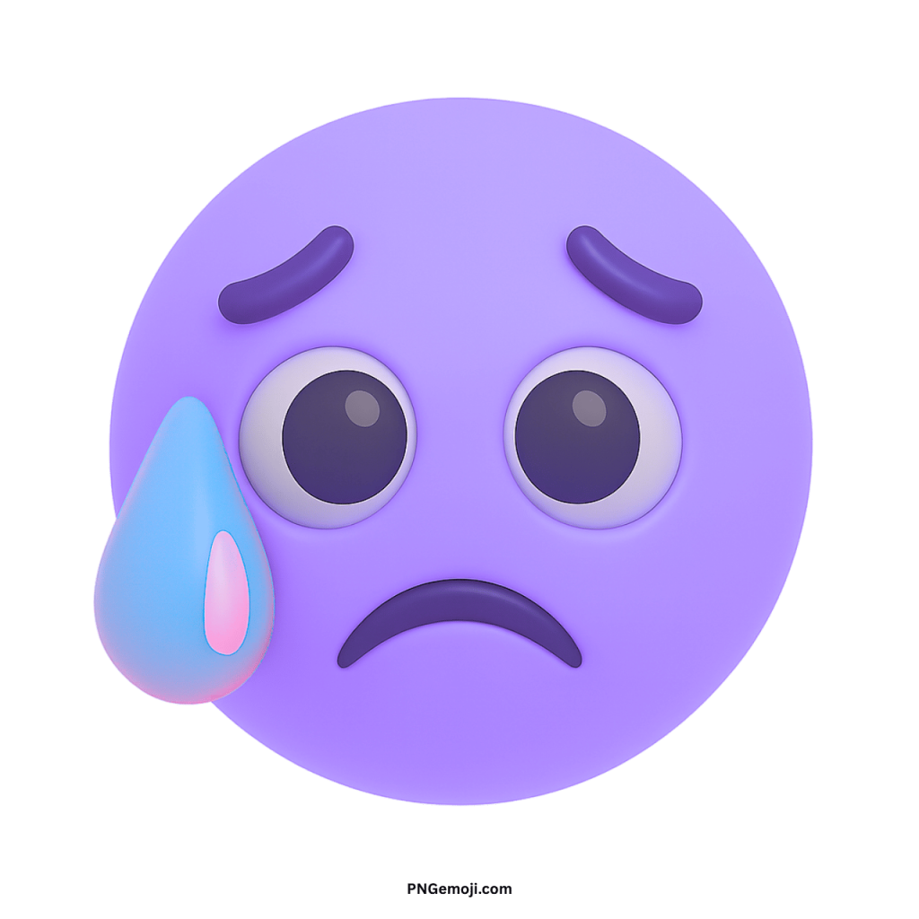 Purple crying face emoji with single tear, emotional sad expression for chats