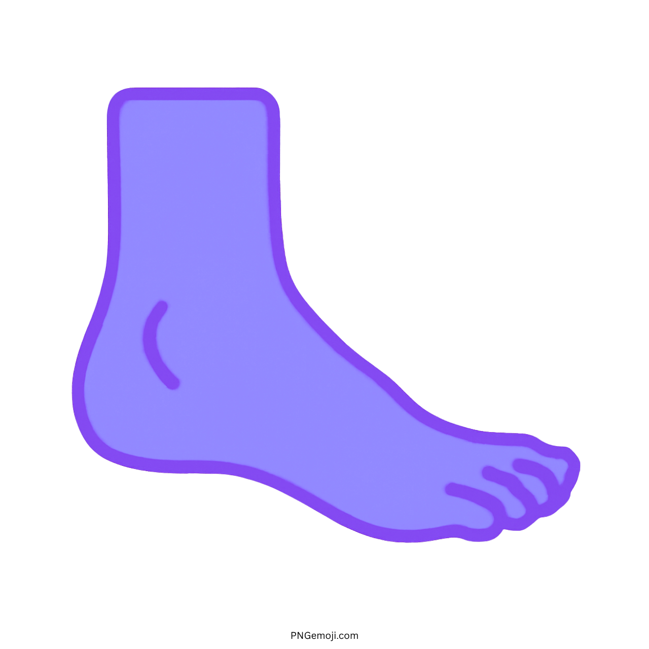 3D purple foot emoji with outline, transparent background