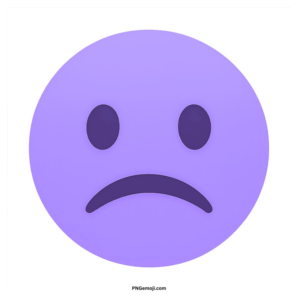 Purple frowning face emoji showing sadness, worry, or emotional disappointment expression