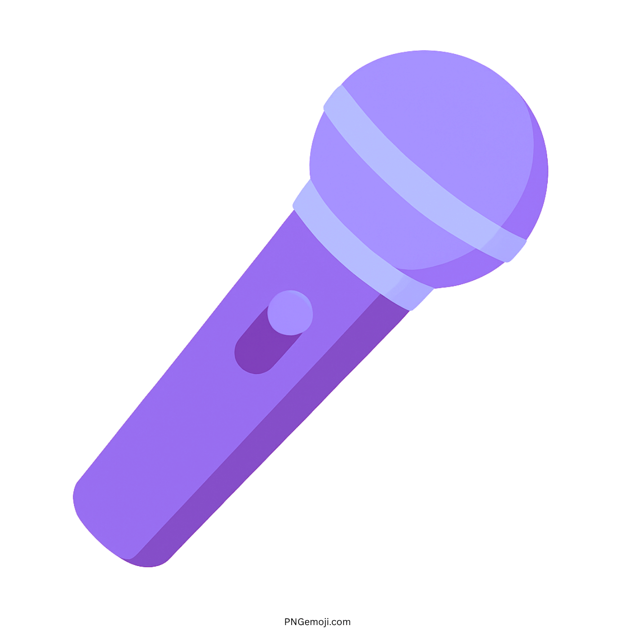 Purple microphone emoji with a button and two white bands