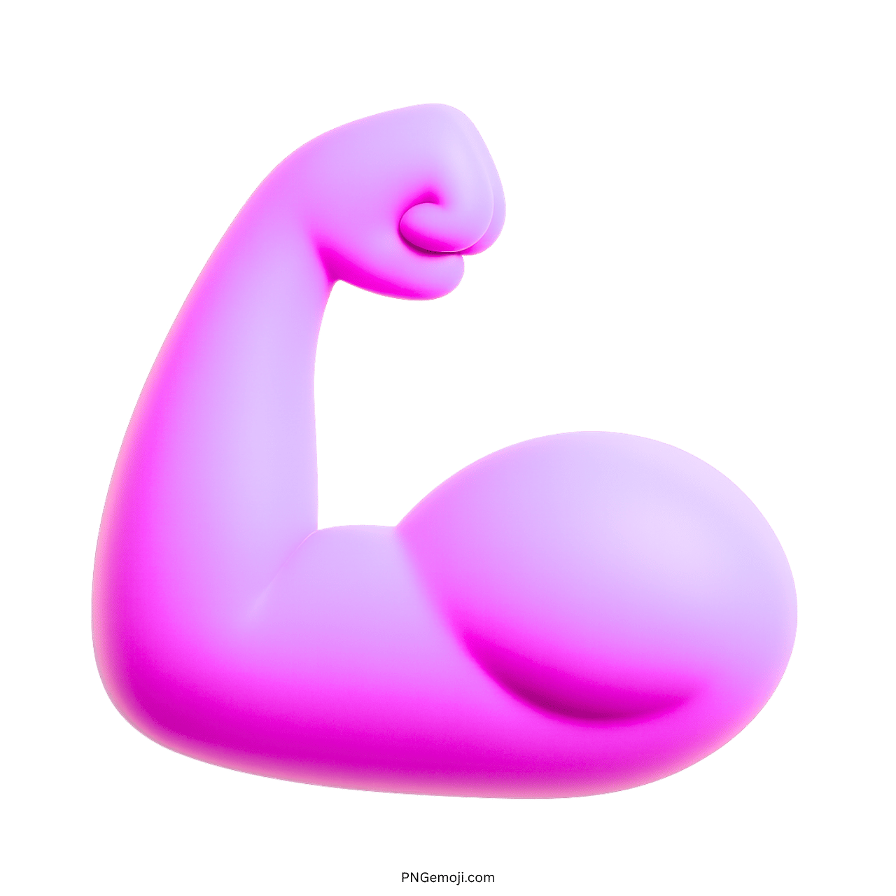 3D strong emoji flexed purple biceps arm icon with transparent background PNG image