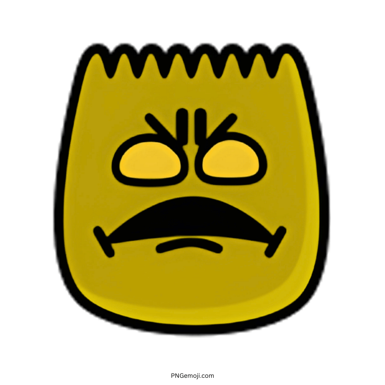 Angry yellow face emoji with yellow eyes and a mustache