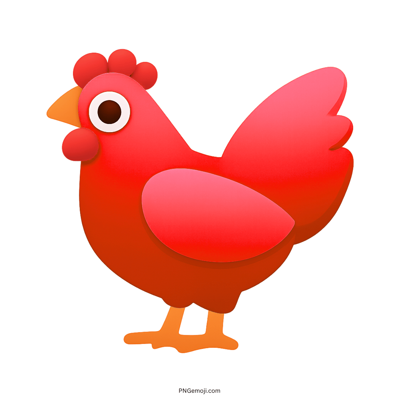 Vivid red chicken emoji with orange beak and feet, set against a dark green background, perfect for digital messaging.