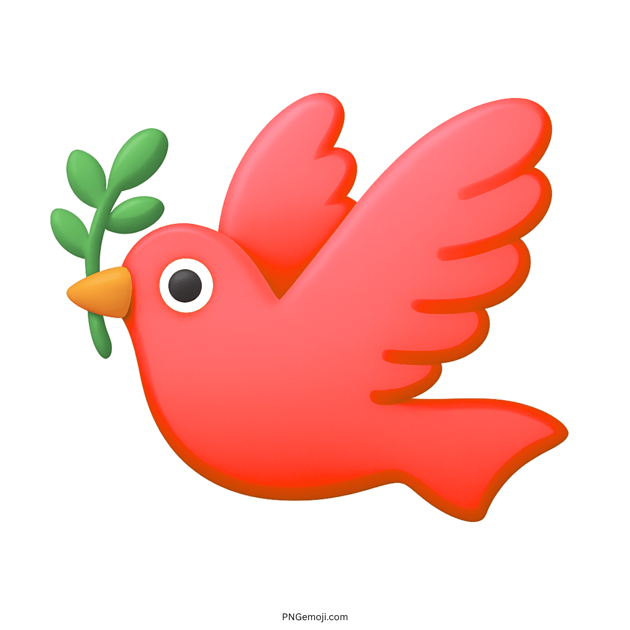 3D red dove emoji flying with olive branch, symbolizing peace, courage, and love.