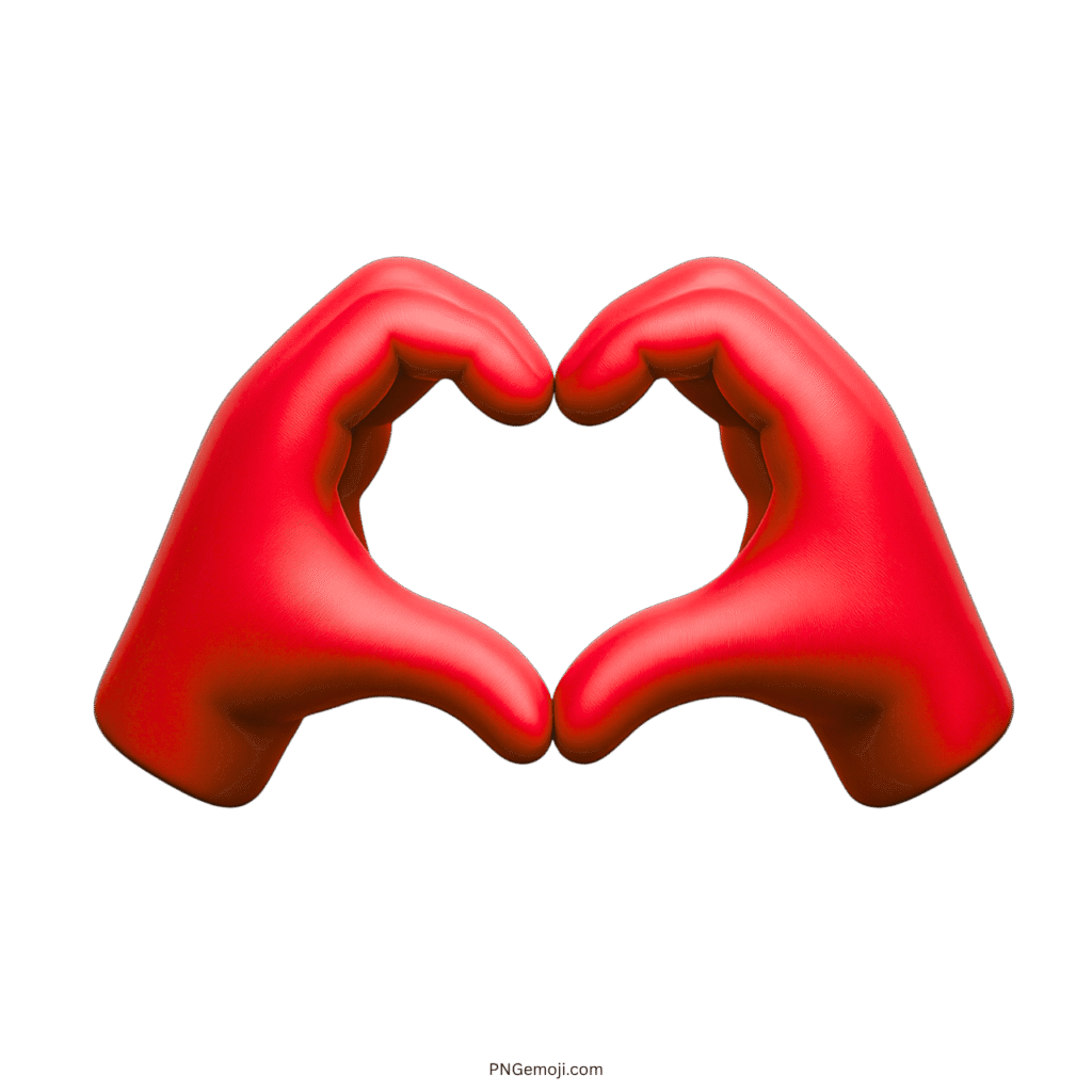 Red heart hand emoji with two hands forming a heart shape
