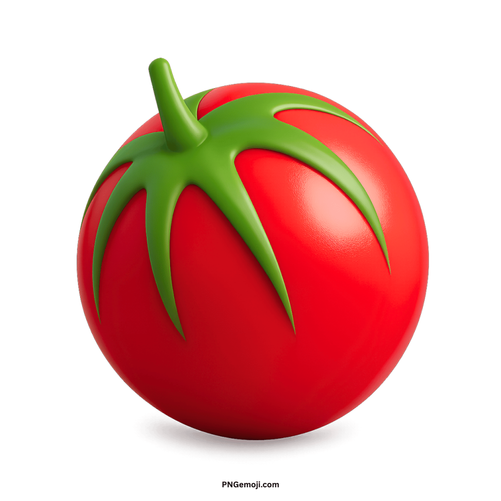 Red melon emoji with green stem glossy fruit icon for chats and social media