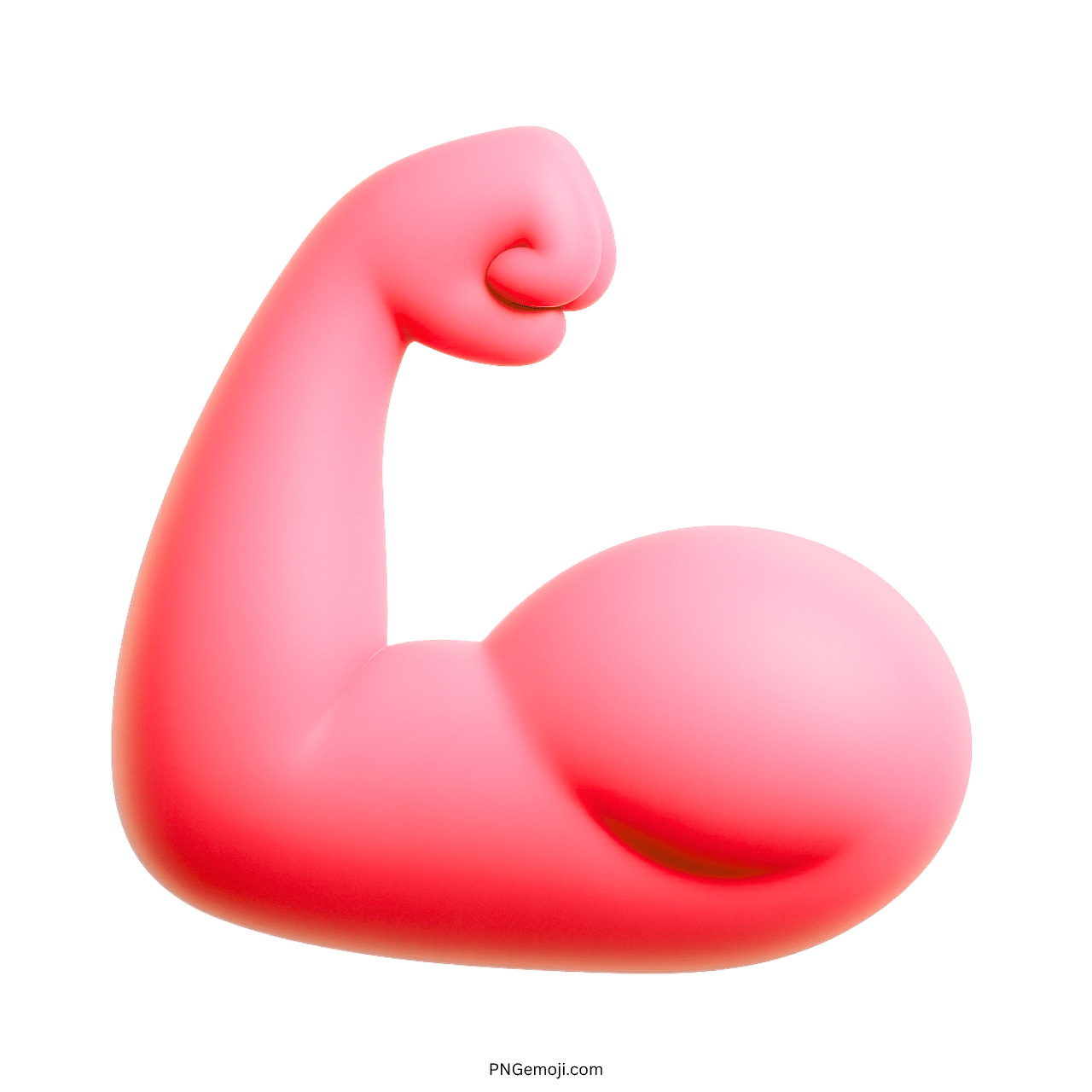 3D strong emoji flexed red biceps arm icon with transparent background PNG image