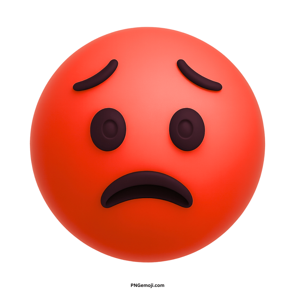 Red worried face emoji with scared anxious expression showing stress and nervousness