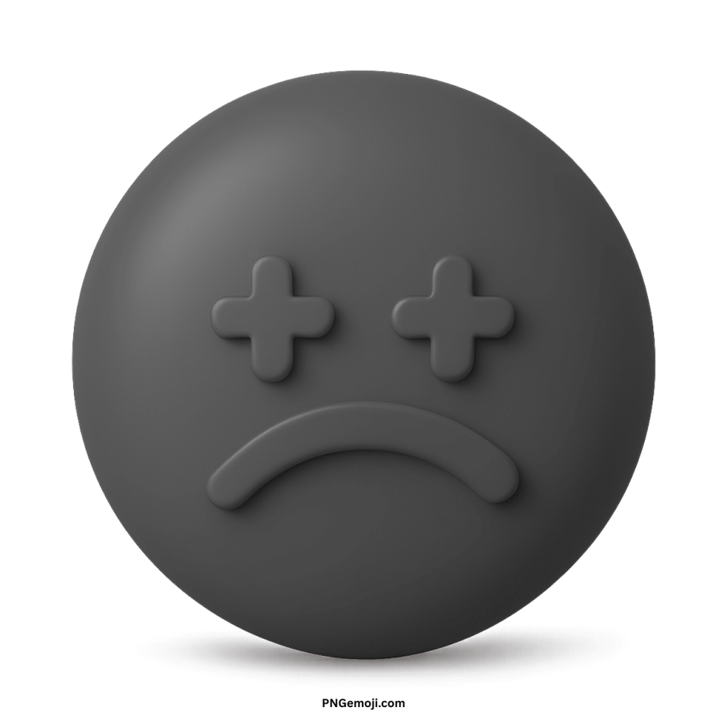 Sad lonely emoji with dark face and frown expressing loneliness and depression
