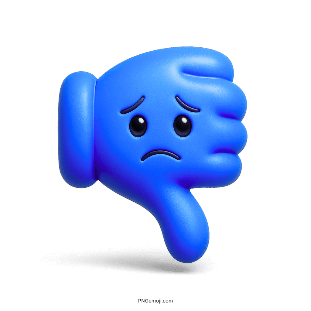 Sad blue thumbs down emoji with a disappointed expression.